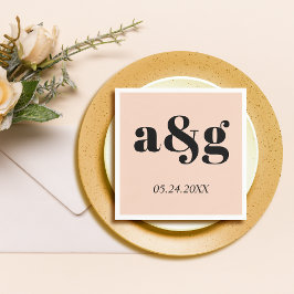 Guardanapo De Papel Casamento de papoila rosa-rosa com letra preta