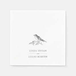 Guardanapo De Papel Casamento De Pássaro Negro E Branco Elegante