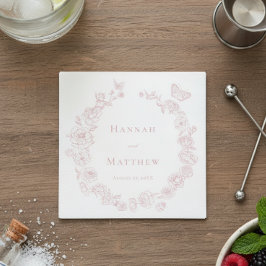 Guardanapo De Papel Casamento de Pássaros de Chinoiserie Rosa Elegante