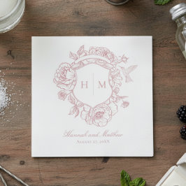 Guardanapo De Papel Casamento de Pássaros de Chinoiserie Rosa Elegante