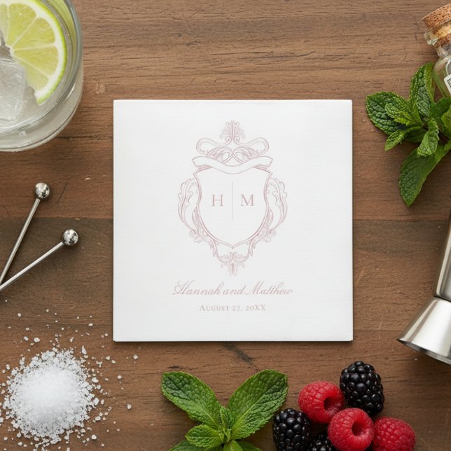 Guardanapo De Papel Casamento de Pássaros de Chinoiserie Rosa Elegante (Criador carregado)