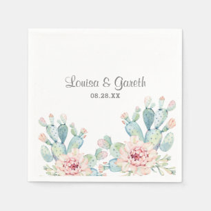 Guardanapo De Papel Casamento de Pastel Cactus Flower Personalizado