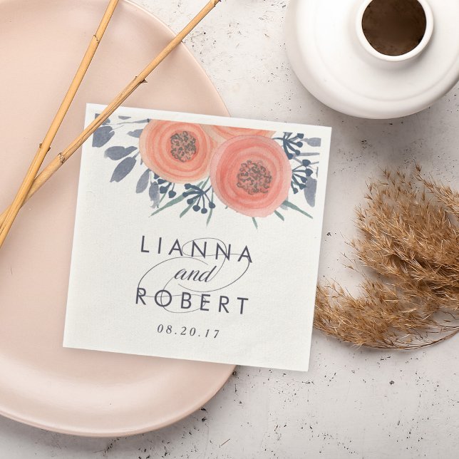 Guardanapo De Papel Casamento de Peach Poppies (Criador carregado)