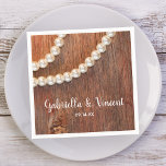 Guardanapo De Papel Casamento de pearls russos e madeira de galinha<br><div class="desc">O papel casual, porém clássico, personalizado, "Rústicos" e "Barn Wood Country Wedding Paper" Napkins adiciona um toque de charme à decoração da sua festa de chá de panela rural ou janto de recepção de casamentos ou hora de cocktail. Estes modestos temas descartáveis do rancho personalizado rústico apresentam uma fotografia escura...</div>