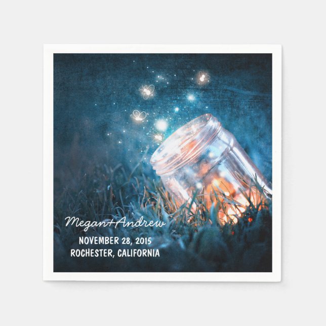 Guardanapo De Papel casamento de pedras e pirilampos azuis (Frente)