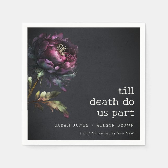 Guardanapo De Papel Casamento de Pele Negra-Negra-Púrpura-Escuro Moody (Frente)