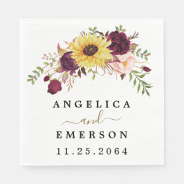 Guardanapo De Papel Casamento de Peony Rosa de Blush Vermelho Sunflowe