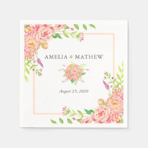 Guardanapo De Papel Casamento de Pequim Rosa Personalizado
