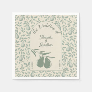 Guardanapo De Papel Casamento de pera verde elegante