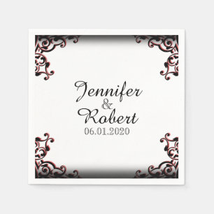 Guardanapo De Papel Casamento de Pergaminho Negro e Vermelho Napkin