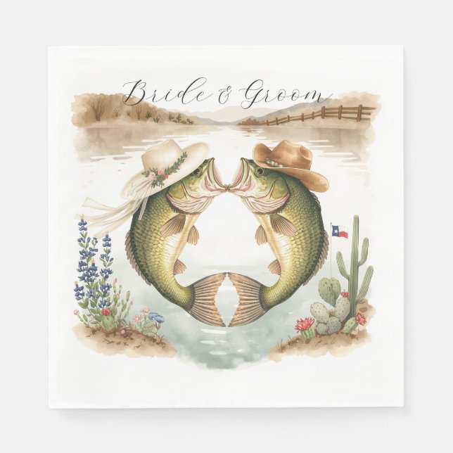 Guardanapo De Papel Casamento de Pesca no Texas (Frente)