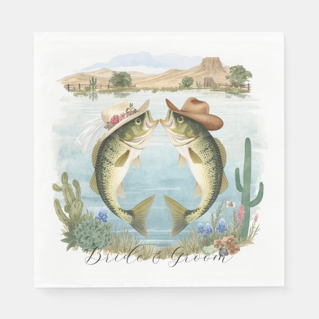 Guardanapo De Papel Casamento de Pesca no Texas (Frente)