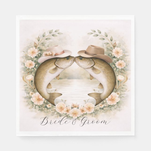 Guardanapo De Papel Casamento de Pesca no Texas (Frente)
