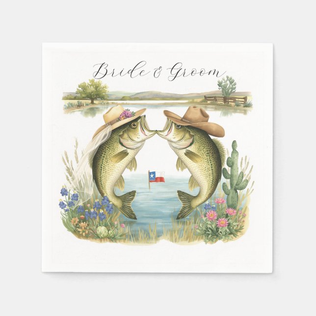 Guardanapo De Papel Casamento de Pesca no Texas (Frente)