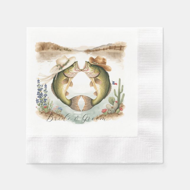 Guardanapo De Papel Casamento de Pesca no Texas (Frente)