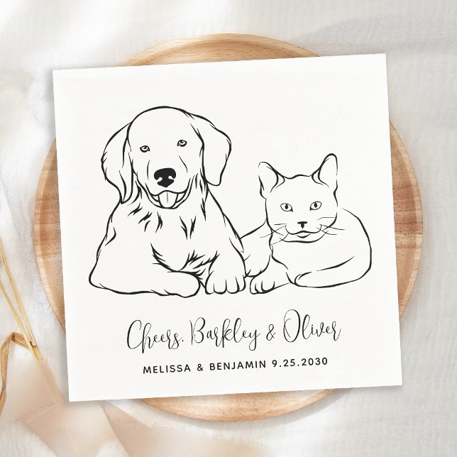 Guardanapo De Papel Casamento de Pet de Cão Personalizado Simples e Mi (Criador carregado)