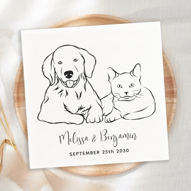 Guardanapo De Papel Casamento de Pet de Cão Personalizado Simples e Mi (Criador carregado)