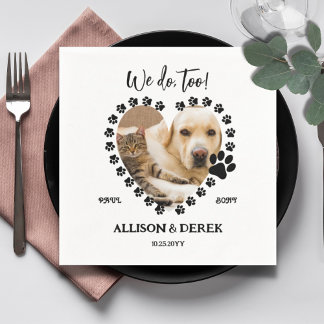 Guardanapo De Papel Casamento de Pet Gato de Cão Negro e Branco
