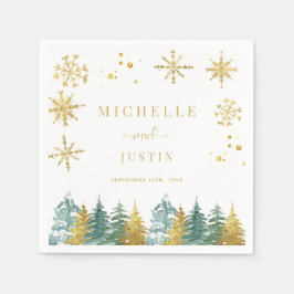 Guardanapo De Papel Casamento de Pinheiros de Pinheiros Verdes Dourado