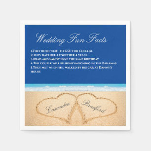 Guardanapo De Papel Casamento de Praia Azul Escura 2 Corações Fatos Di
