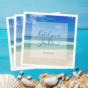 Guardanapo De Papel Casamento de praia com fotografia de ondas tropica