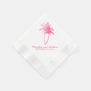Guardanapo De Papel Casamento de praia cor-de-rosa das palmeiras