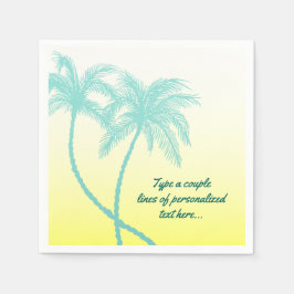Guardanapo De Papel Casamento de Praia da Palmeira Azul Amarelo e Teal