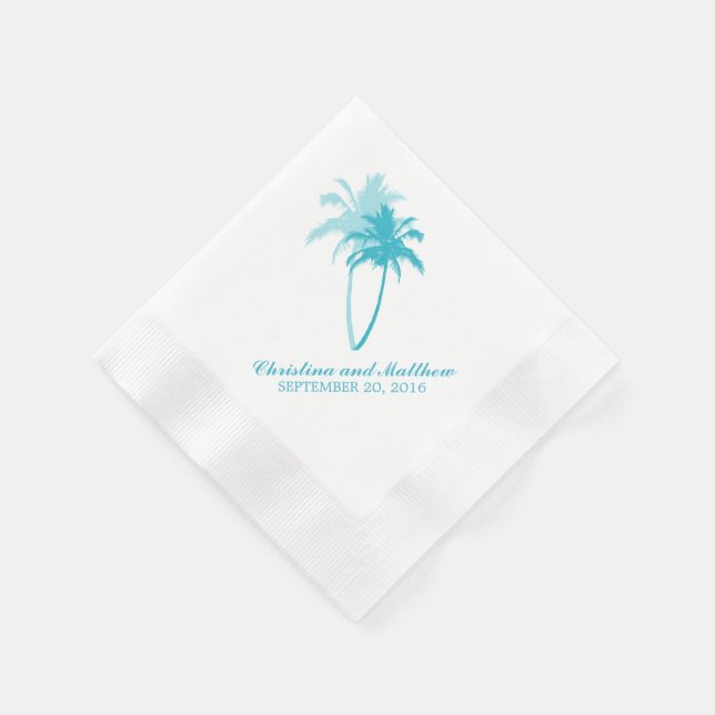 Guardanapo De Papel Casamento de Praia de Aqua Palm Trees (Canto)