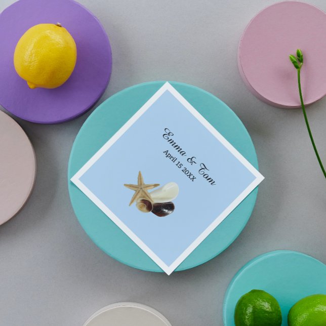 Guardanapo De Papel Casamento de praia de buquê de concha única costei (Criador carregado)