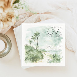 Guardanapo De Papel Casamento de Praia de Destino de Aquarelas