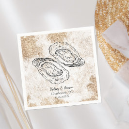 Guardanapo De Papel Casamento de Praia de Ostra Dourada Moderna