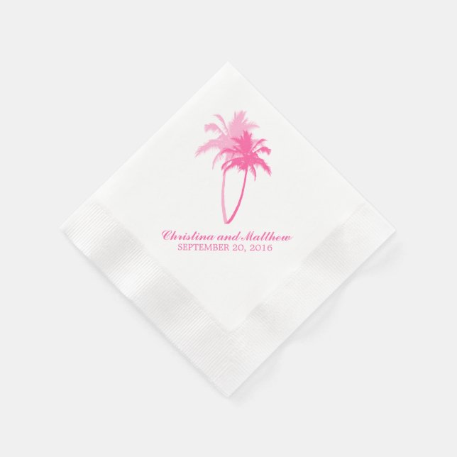 Guardanapo De Papel Casamento de Praia de Palmeiras Rosa (Canto)