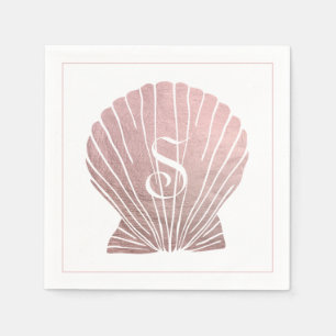 Guardanapo De Papel Casamento de Praia do Monograma Metálico Rosa-Silv