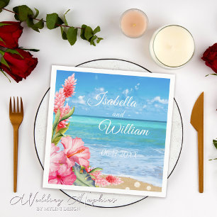 Guardanapo De Papel Casamento de praia floral tropical do hibiscus