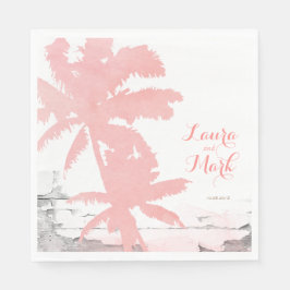 Guardanapo De Papel Casamento de Praia Napkins Coral Palm Trees Madeir