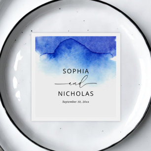 Guardanapo De Papel Casamento de praia náutica azul-impermeável