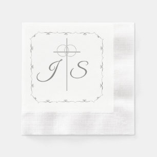 Guardanapo De Papel Casamento de prata e branco católico
