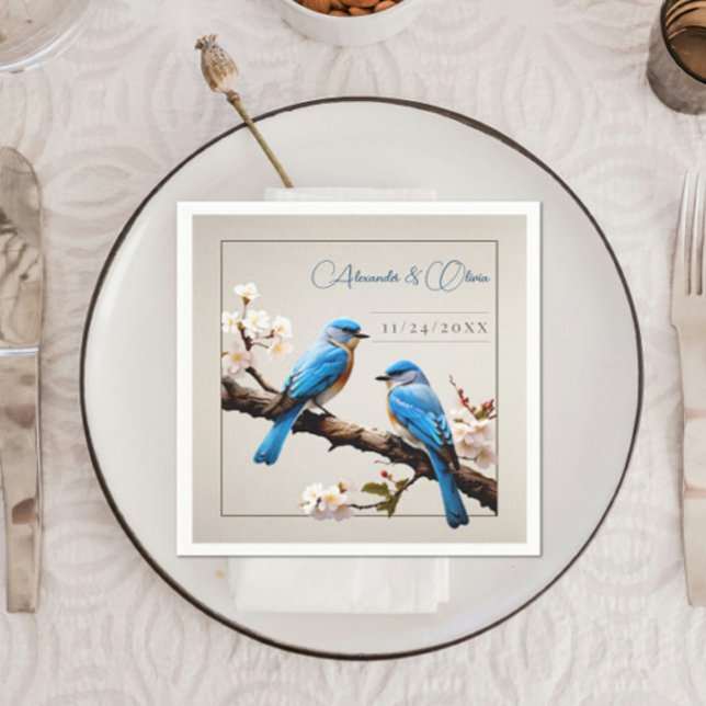 Guardanapo De Papel Casamento de primavera Bluebird (Spring Bluebirds Wedding Napkins)