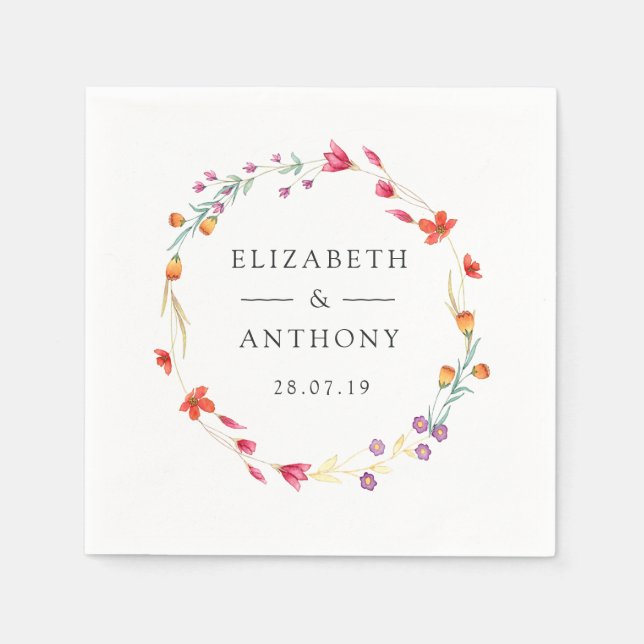 Guardanapo De Papel Casamento de primavera com aquarela de flores silv (Frente)