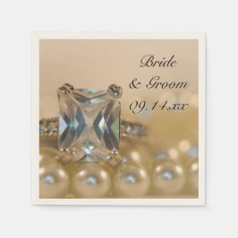 Guardanapo De Papel Casamento de Princesa Diamond Ring e Pérolas Branc