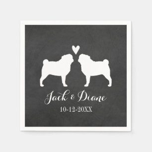 Guardanapo De Papel Casamento de Pug com Texto Personalizado