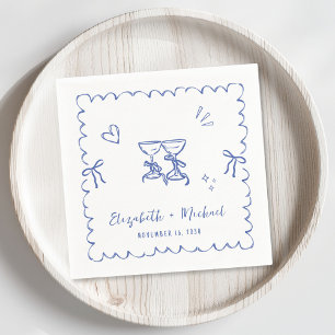 Guardanapo De Papel Casamento de Quadro de Onda Azul Whimsical
