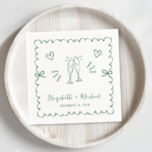 Guardanapo De Papel Casamento de Quadro de Onda Verde Whimsical