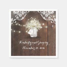 Guardanapo De Papel Casamento de Raça Rústica de Madeira Mason Jar Bab
