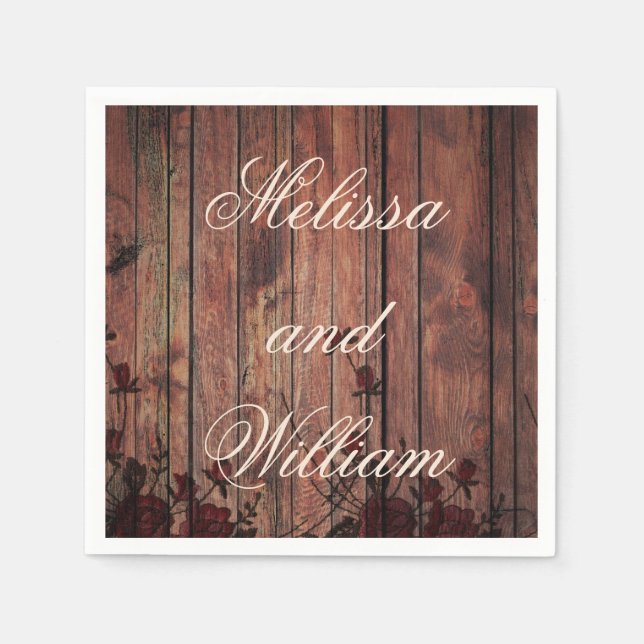 Guardanapo De Papel Casamento de Renda Falsa Vermelha (Frente)