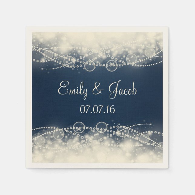 Guardanapo De Papel Casamento de rendas e pérolas elegantes (Frente)