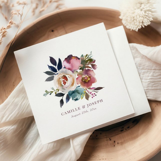 Guardanapo De Papel Casamento de Rosa Dark Romântica Chic Elegant (Criador carregado)