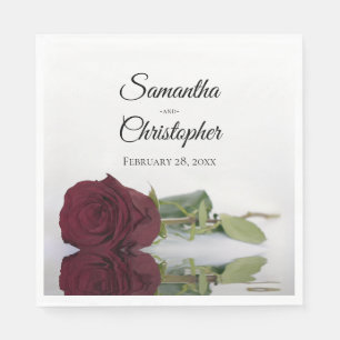 Guardanapo De Papel Casamento de Rosa de Borgonha Elegante Long Stemme