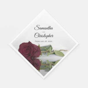 Guardanapo De Papel Casamento de Rosa Diagonal de Elegante Burgundy