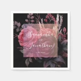 Guardanapo De Papel Casamento de Rosa Floral Gótico-Escuro-Moody